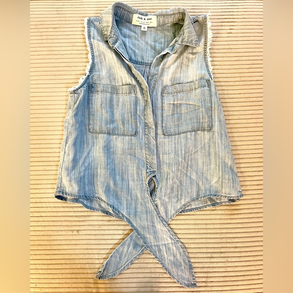 Anthropologie x Cloth & Stone Front Tie washed cotton Muscle Shirt